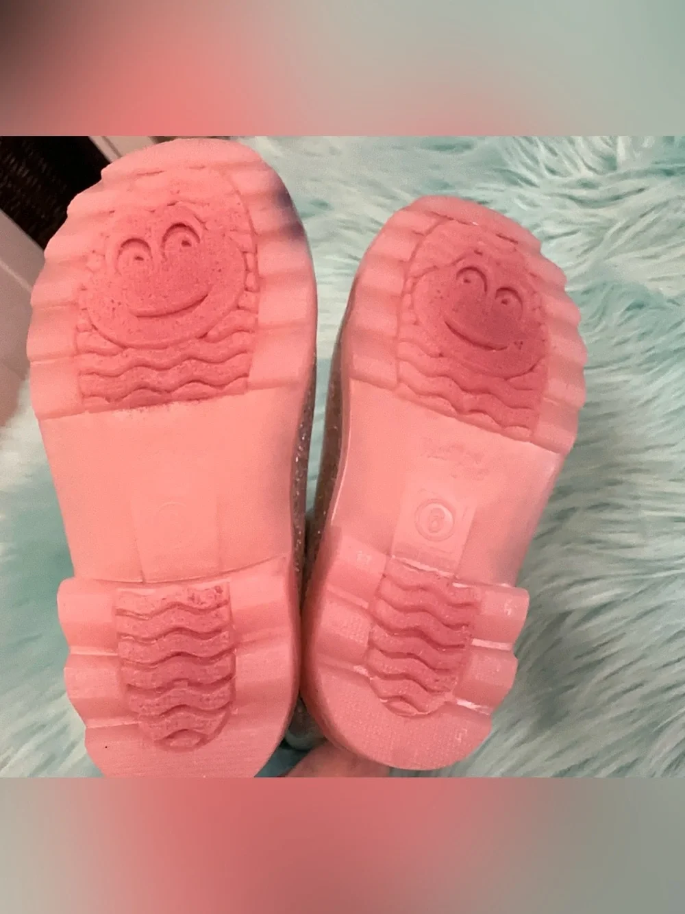 Toddler Girl Light Up Glitter Silver Rose Light Up Rain Boots Sz 6 NEW!  Flawed!